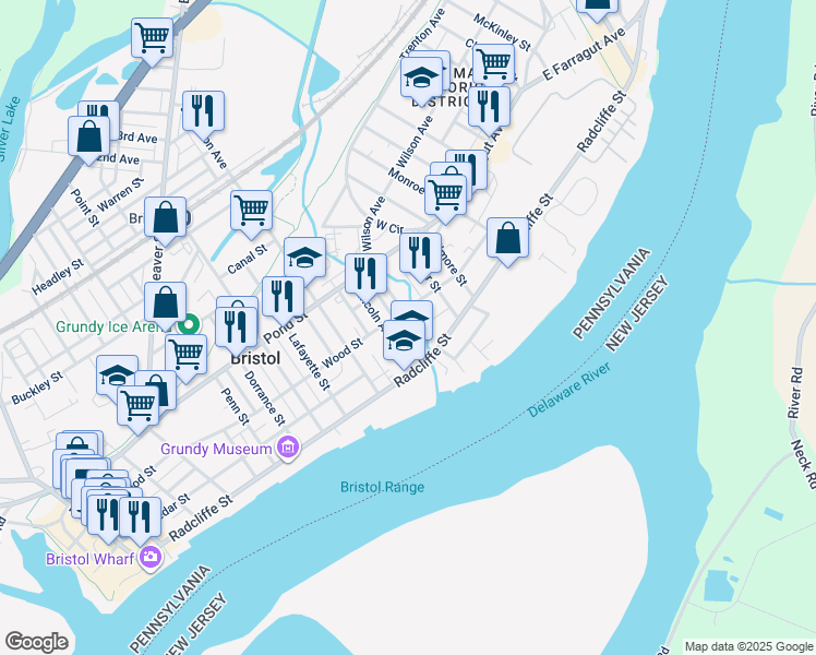 map of restaurants, bars, coffee shops, grocery stores, and more near 213 New Brook Street in Bristol