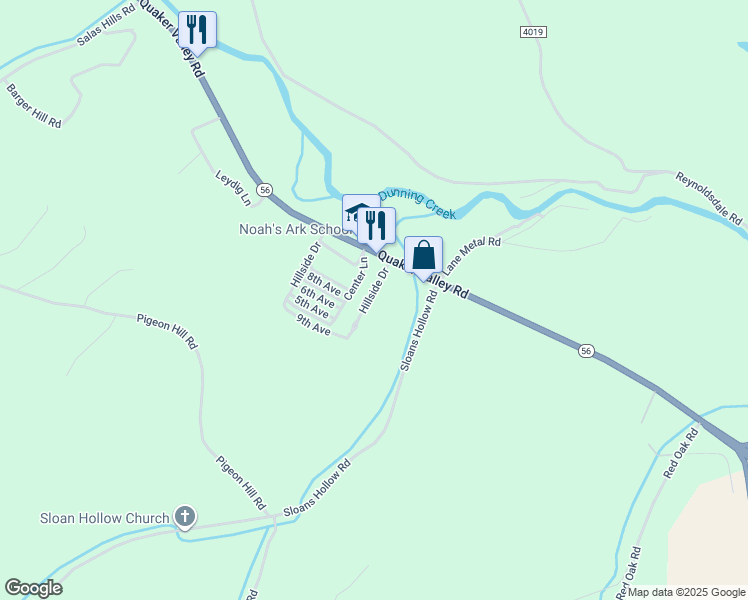map of restaurants, bars, coffee shops, grocery stores, and more near 151 Hillside Drive in New Paris