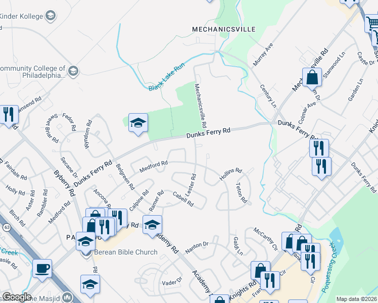 map of restaurants, bars, coffee shops, grocery stores, and more near 12735 Minden Road in Philadelphia