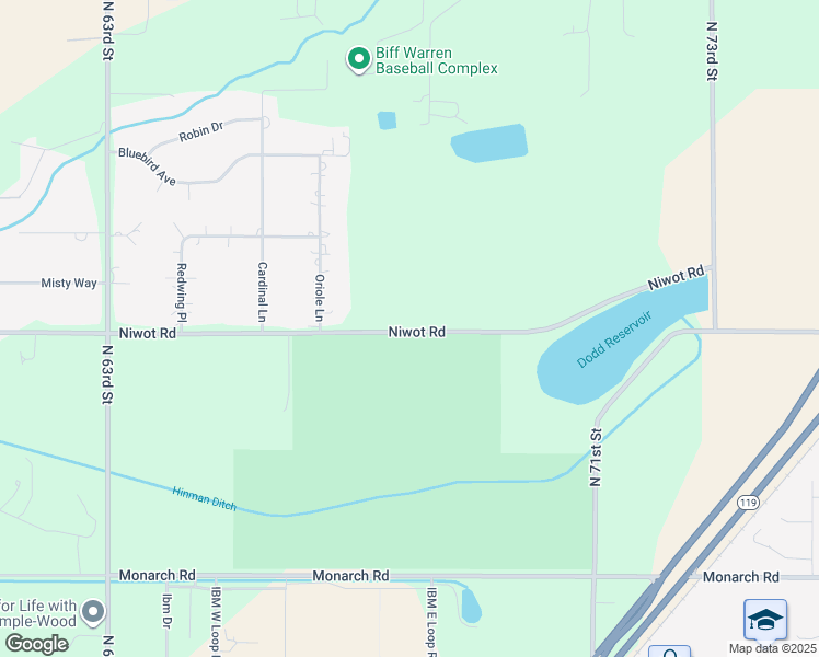 map of restaurants, bars, coffee shops, grocery stores, and more near 6789 Niwot Road in Longmont