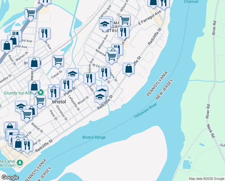 map of restaurants, bars, coffee shops, grocery stores, and more near 203 Taylor Street in Bristol