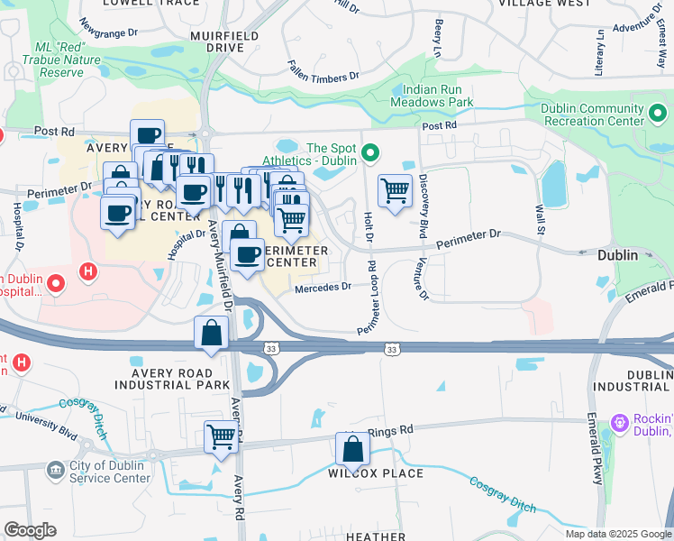map of restaurants, bars, coffee shops, grocery stores, and more near 6063 Craughwell Lane in Dublin