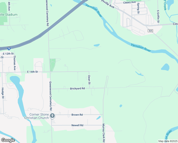 map of restaurants, bars, coffee shops, grocery stores, and more near 1400 Dean Street in Danville