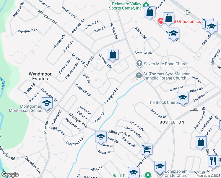 map of restaurants, bars, coffee shops, grocery stores, and more near 170 Laurie Lane in Philadelphia