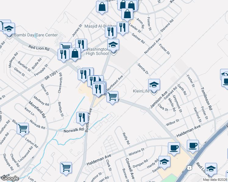 map of restaurants, bars, coffee shops, grocery stores, and more near in Philadelphia