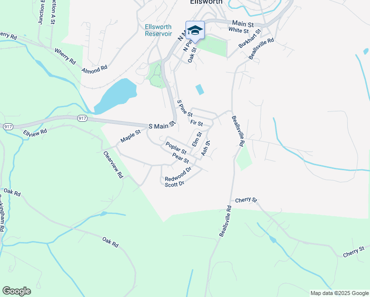 map of restaurants, bars, coffee shops, grocery stores, and more near 129 Poplar Street in Ellsworth