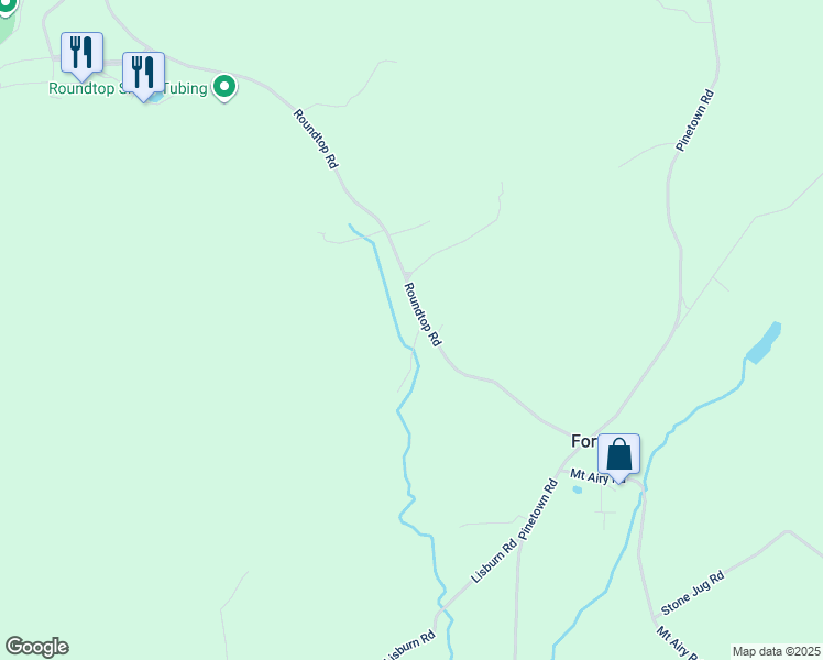 map of restaurants, bars, coffee shops, grocery stores, and more near 1445 Roundtop Road in Lewisberry