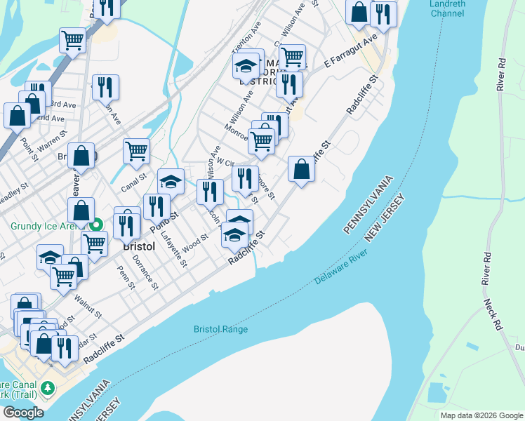 map of restaurants, bars, coffee shops, grocery stores, and more near 203 Taylor Street in Bristol