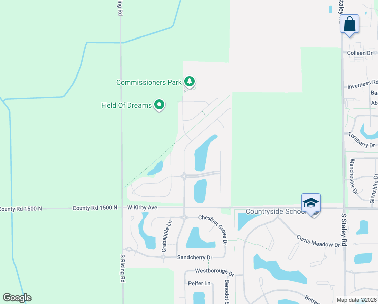 map of restaurants, bars, coffee shops, grocery stores, and more near 1308 English Oak Drive in Champaign