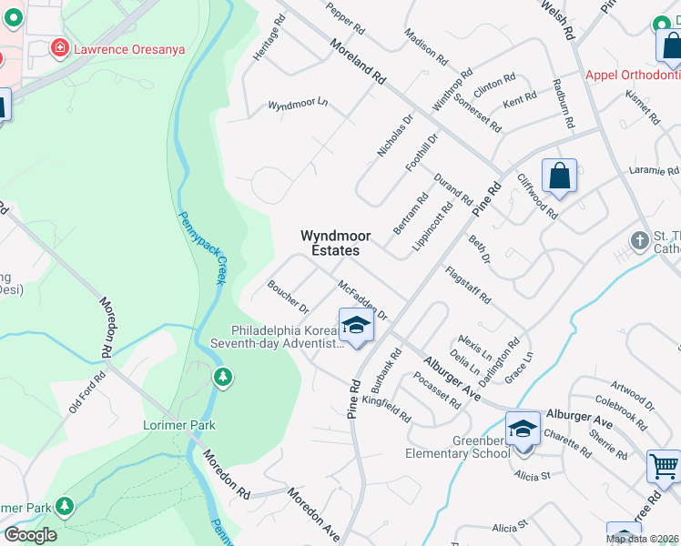 map of restaurants, bars, coffee shops, grocery stores, and more near 1779 Oakwynne Road in Montgomery County