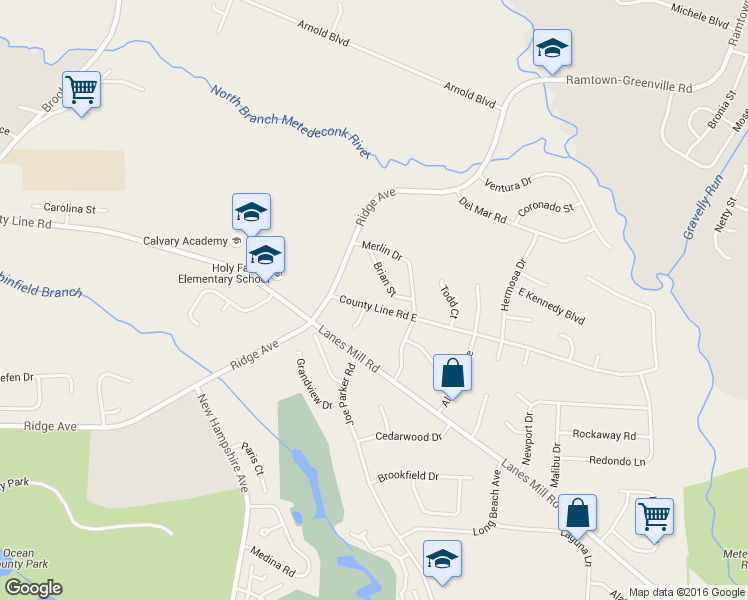 map of restaurants, bars, coffee shops, grocery stores, and more near 1159 County Line Road East in Lakewood Township