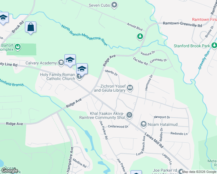 map of restaurants, bars, coffee shops, grocery stores, and more near 1159 County Line Road East in Lakewood Township