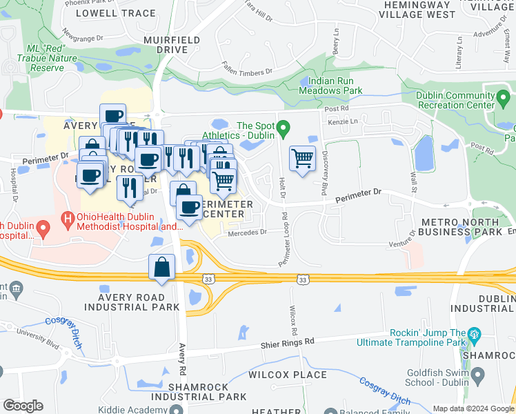 map of restaurants, bars, coffee shops, grocery stores, and more near 6063 Craughwell Lane in Dublin