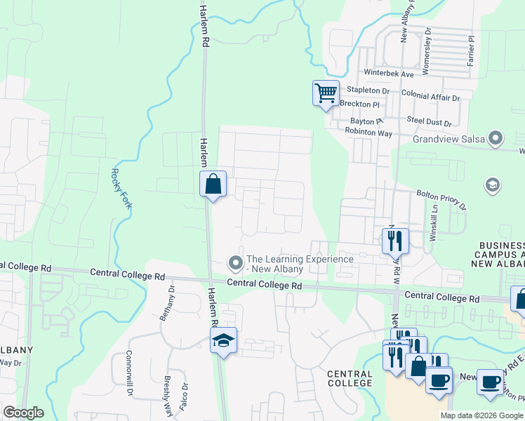map of restaurants, bars, coffee shops, grocery stores, and more near 5888 Koenig Island Place in Westerville