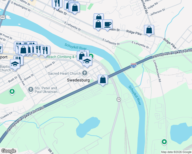 map of restaurants, bars, coffee shops, grocery stores, and more near 755 East 4th Street in Bridgeport