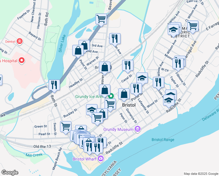 map of restaurants, bars, coffee shops, grocery stores, and more near 642 New Buckley Street in Bristol