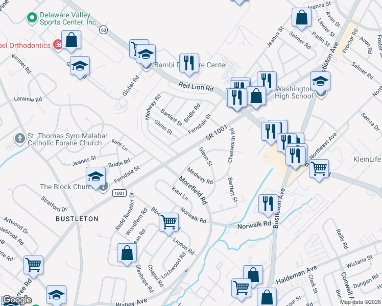 map of restaurants, bars, coffee shops, grocery stores, and more near 9957 Verree Road in Philadelphia