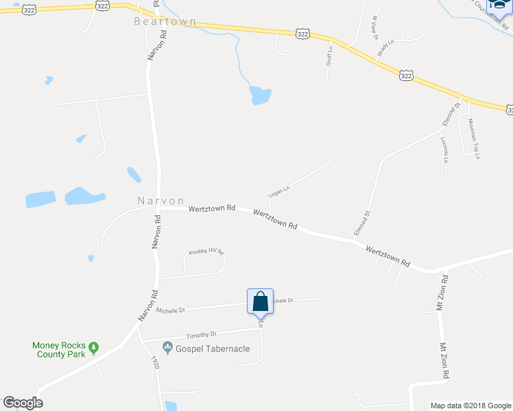 map of restaurants, bars, coffee shops, grocery stores, and more near 5883 Wertztown Road in Narvon