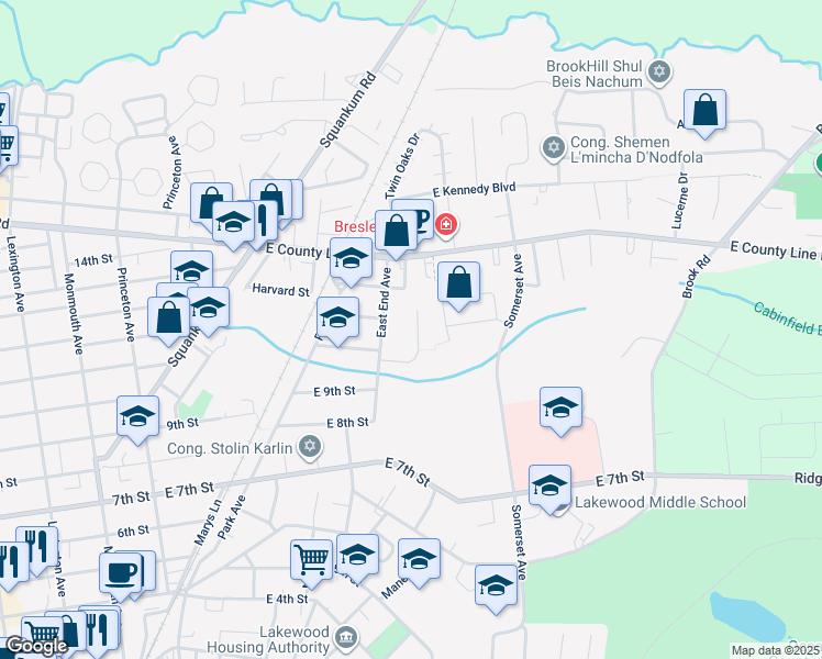 map of restaurants, bars, coffee shops, grocery stores, and more near 928 Park Terrace in Lakewood