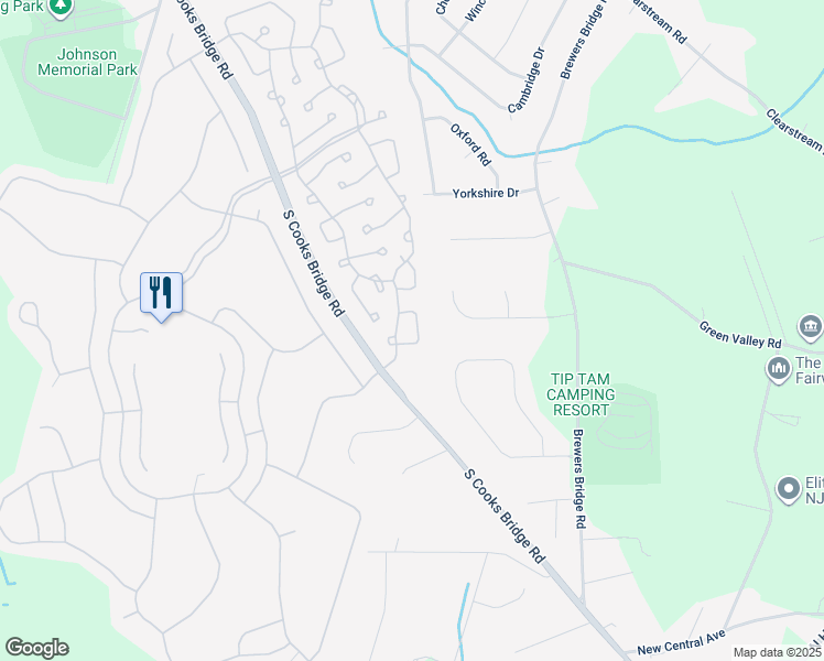 map of restaurants, bars, coffee shops, grocery stores, and more near 9 Waverly Lane in Jackson Township