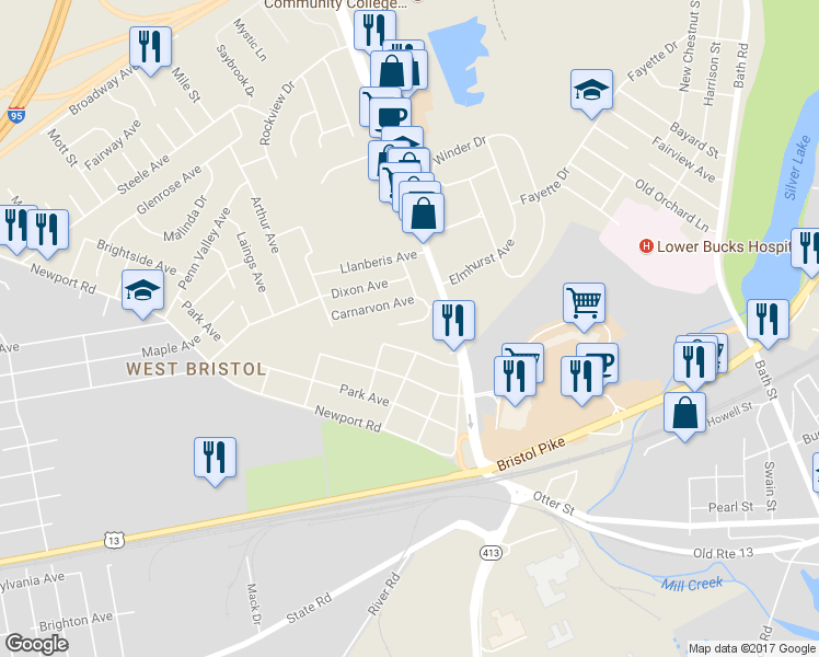 map of restaurants, bars, coffee shops, grocery stores, and more near 3530 Snowden Avenue in Bristol