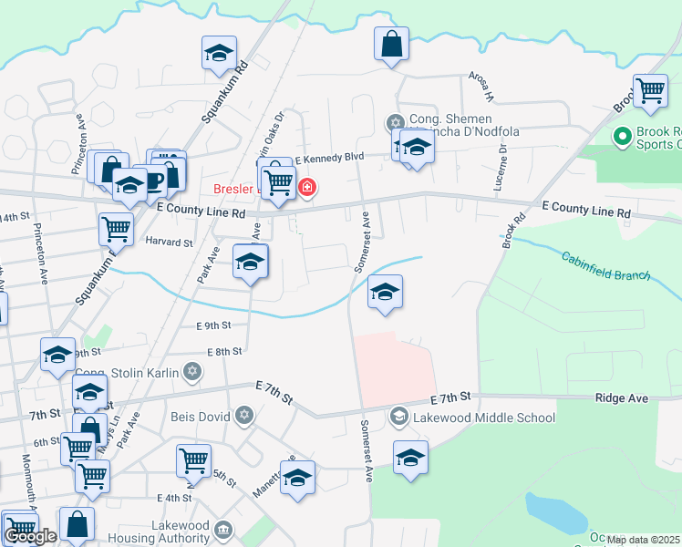 map of restaurants, bars, coffee shops, grocery stores, and more near 76 Cabinfield Circle in Lakewood