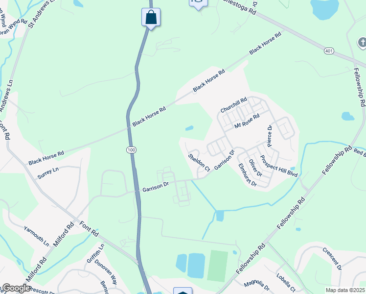 map of restaurants, bars, coffee shops, grocery stores, and more near 1521 Sheldon Court in Chester Springs