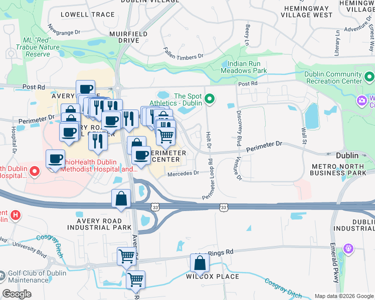 map of restaurants, bars, coffee shops, grocery stores, and more near 6063 Craughwell Lane in Dublin
