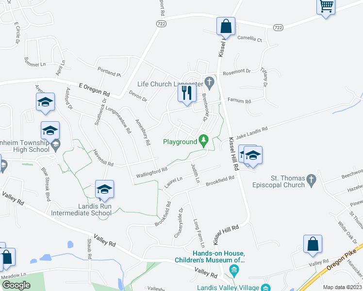 map of restaurants, bars, coffee shops, grocery stores, and more near 620 Courthouse Circle in Lititz