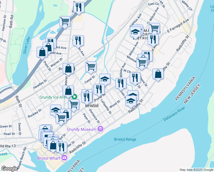 map of restaurants, bars, coffee shops, grocery stores, and more near 1038 Chestnut Street in Bristol