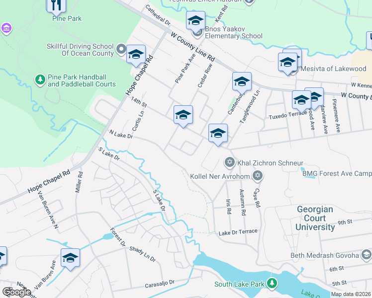 map of restaurants, bars, coffee shops, grocery stores, and more near 55 Chicanos Drive in Lakewood
