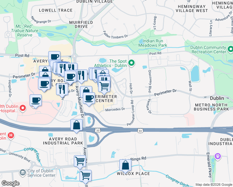 map of restaurants, bars, coffee shops, grocery stores, and more near 6063 Craughwell Lane in Dublin