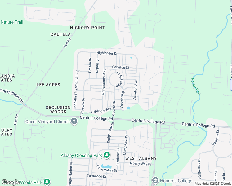 map of restaurants, bars, coffee shops, grocery stores, and more near 5992 Course Drive in Westerville