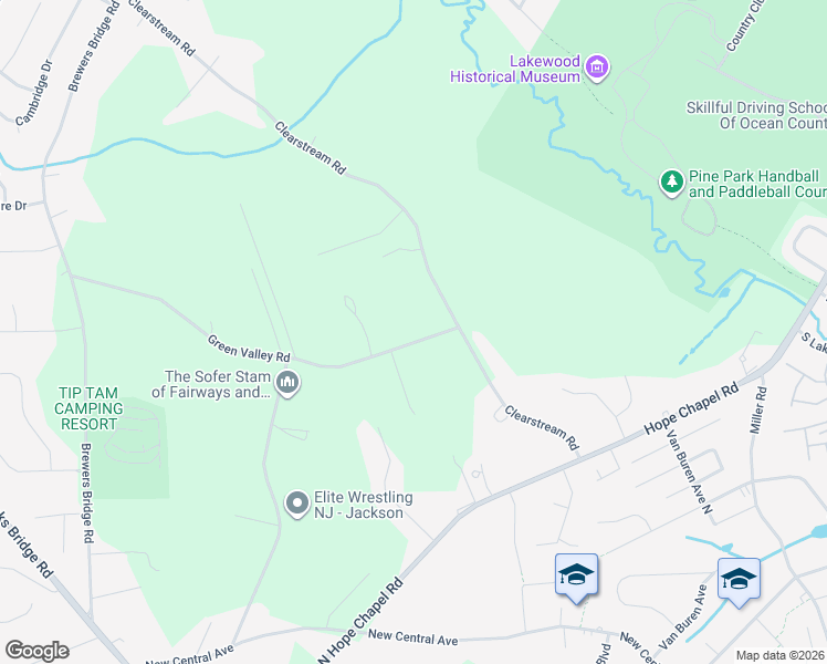 map of restaurants, bars, coffee shops, grocery stores, and more near 1 Denmark Lane in Jackson Township