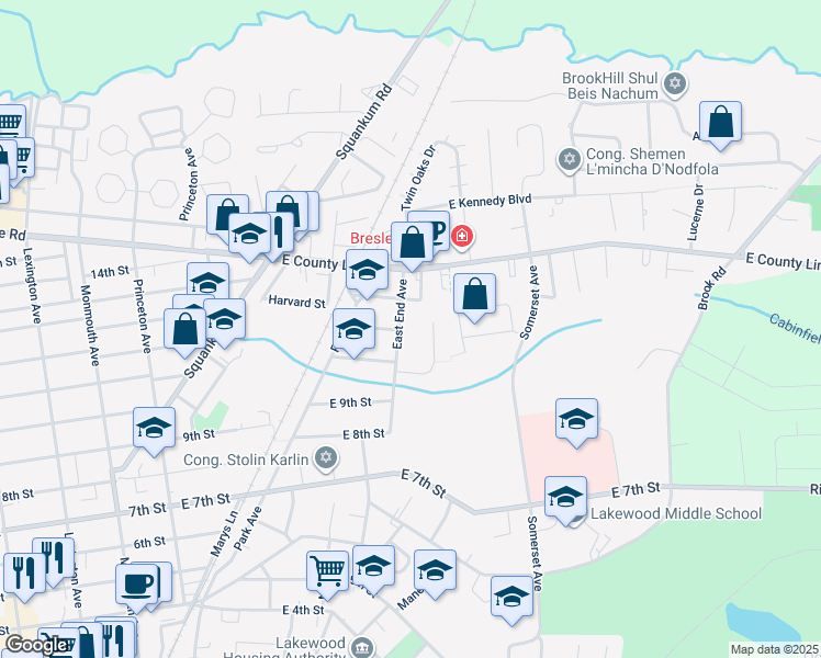 map of restaurants, bars, coffee shops, grocery stores, and more near 928 Park Terrace in Lakewood