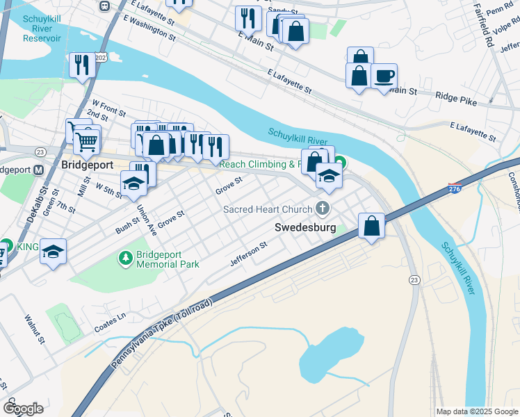 map of restaurants, bars, coffee shops, grocery stores, and more near 328 Hurst Street in Bridgeport
