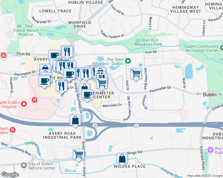 map of restaurants, bars, coffee shops, grocery stores, and more near 6167 Craughwell Lane in Dublin