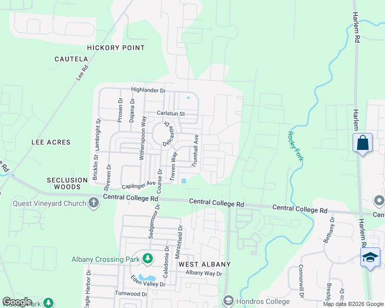 map of restaurants, bars, coffee shops, grocery stores, and more near 5950 Trumhall Avenue in Westerville
