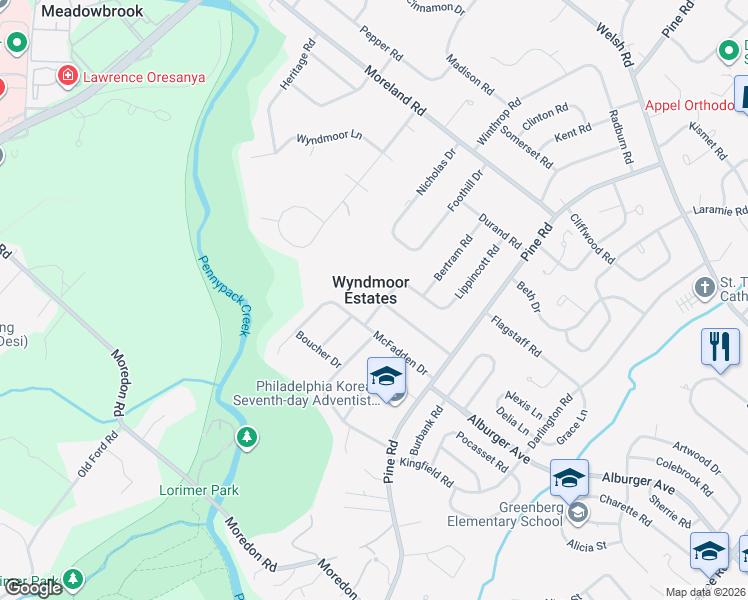 map of restaurants, bars, coffee shops, grocery stores, and more near 1779 Oakwynne Road in Montgomery County
