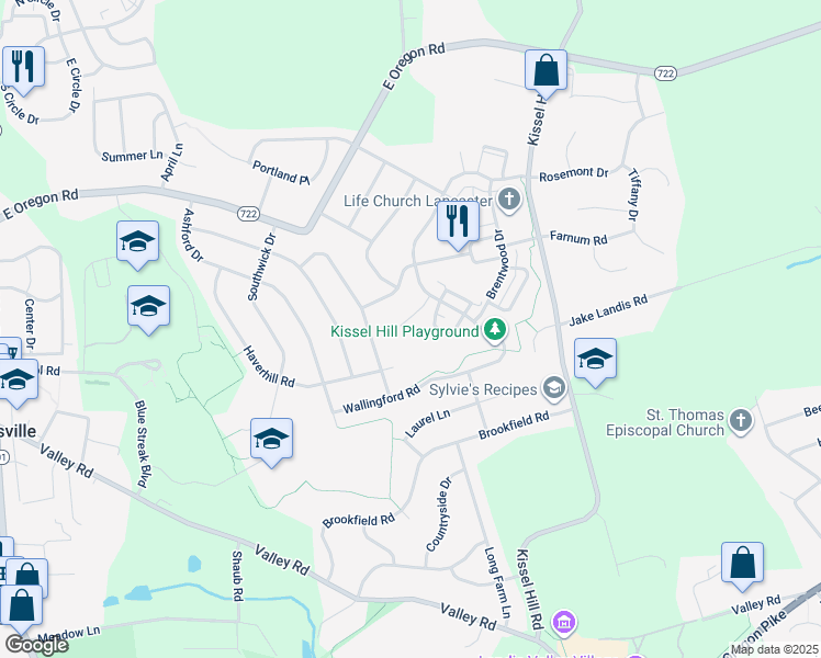 map of restaurants, bars, coffee shops, grocery stores, and more near 516 Providence Court in Lititz