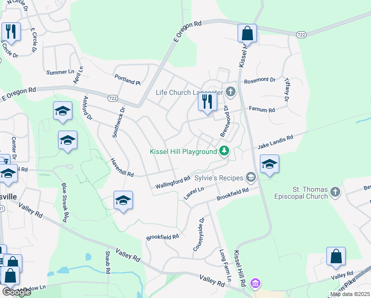 map of restaurants, bars, coffee shops, grocery stores, and more near 516 Providence Court in Lititz