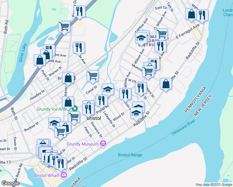 map of restaurants, bars, coffee shops, grocery stores, and more near 1038 Chestnut Street in Bristol