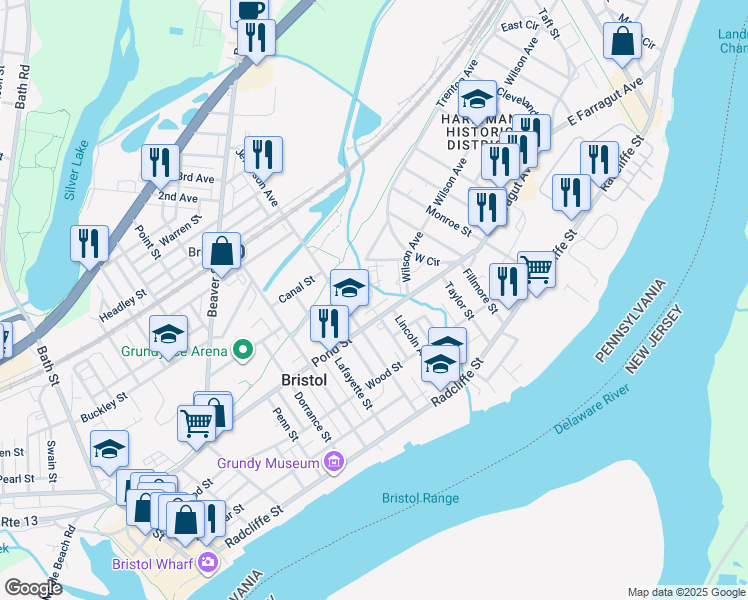 map of restaurants, bars, coffee shops, grocery stores, and more near 1048 Chestnut Street in Bristol