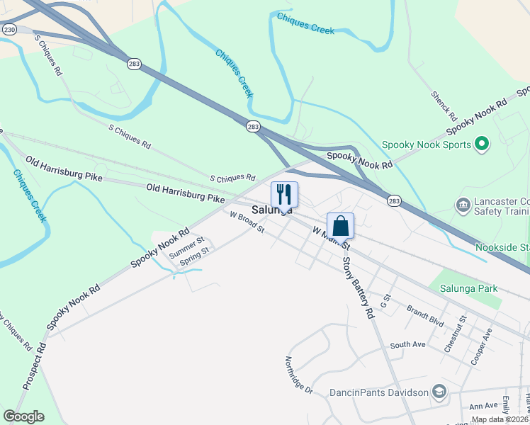 map of restaurants, bars, coffee shops, grocery stores, and more near 198a Chiques Road in Salunga-Landisville
