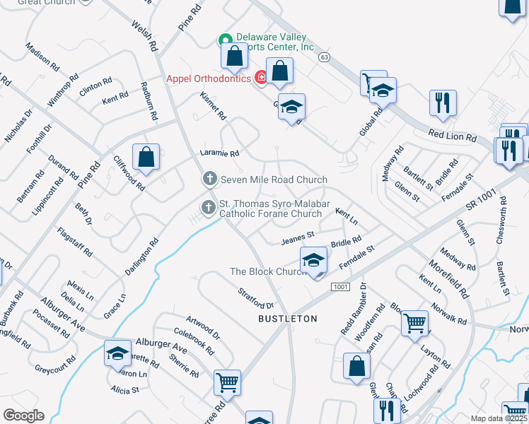 map of restaurants, bars, coffee shops, grocery stores, and more near 644 Wynmill Terrace in Philadelphia