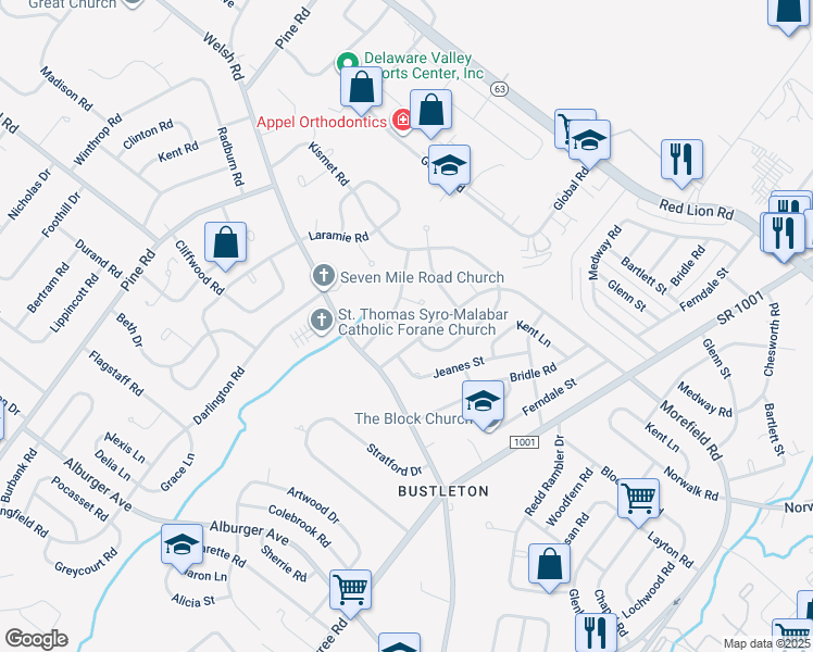 map of restaurants, bars, coffee shops, grocery stores, and more near 644 Wynmill Terrace in Philadelphia