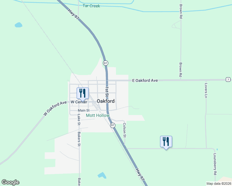map of restaurants, bars, coffee shops, grocery stores, and more near 100 School Street in Oakford