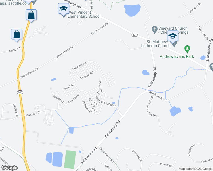 map of restaurants, bars, coffee shops, grocery stores, and more near 505 Emerson Circle in Chester Springs