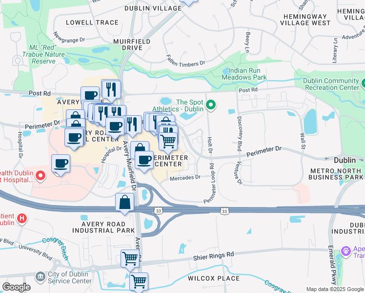 map of restaurants, bars, coffee shops, grocery stores, and more near 6203 Craughwell Lane in Dublin