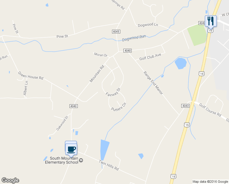 map of restaurants, bars, coffee shops, grocery stores, and more near 118 Fairway Drive in Dillsburg